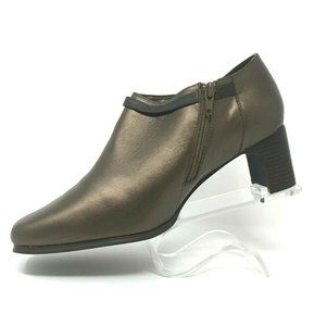 AJ Valenci Womens  Leather Ankle Boots US 11 W Bronze Shimmer Buckle Zip Up